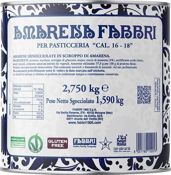 Amarena Fabbri Broken Pieces of Wild Cherries in Syrup, 6 pounds