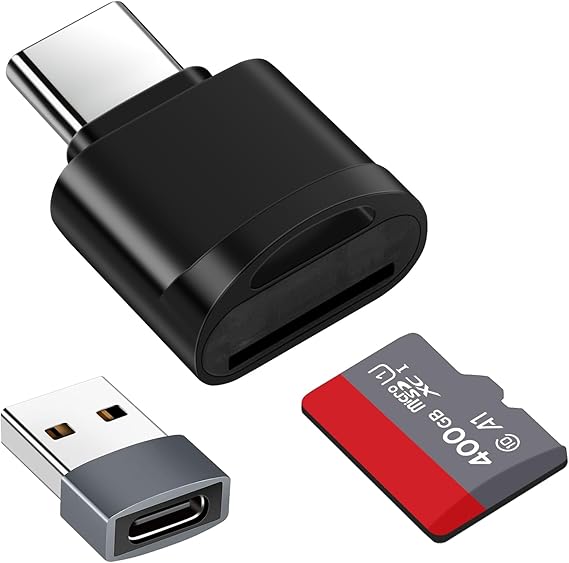 TF Card Reader, Micro SD Card Reader, Type C TF Memory Card Reader Adapter with USB C to USB Adapter Compatible with Laptops, MacBook, Samsung Galaxy (Black)