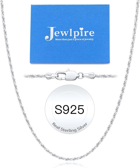 Jewlpire 2mm Rope Chain 14K Gold Plated 925 Sterling Silver Chain Necklace for Women, Sturdy Comfortable Womens Chains Necklaces, 16 18 20 22 24 26 Inch