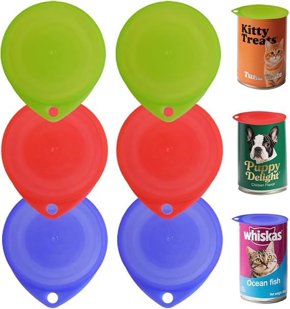 Armo® 6 x Leakproof Plastic Can Lids For Can Tins Silicone Tin Covers For Food Storage Reusable Can Cover Fit For All Cans Pet Food, Soups, Beans Canned Airtight Food Covers Pack Of 6