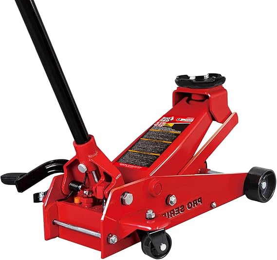 BIG RED T83012 Torin Pro Series Hydraulic Floor Jack with Single Quick Lift Piston Pump and Foot Pedal, 3.5 Ton (7,000 lb) Capacity, Red