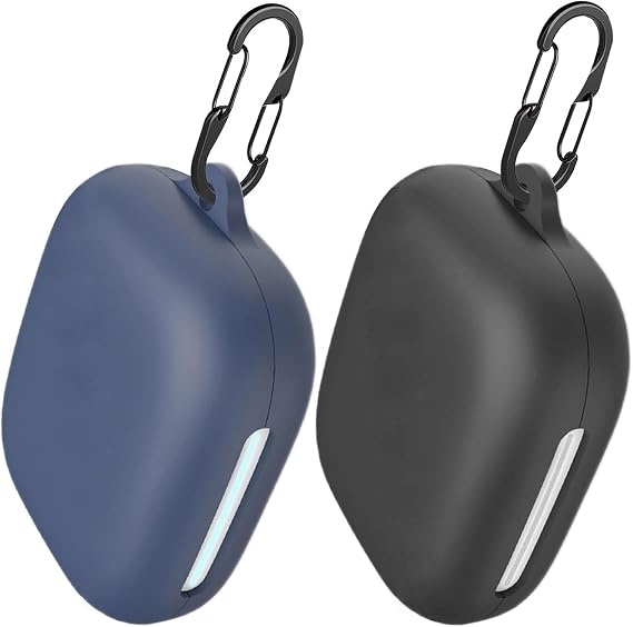 [2 Pack] easyBee Case Compatible with Soundcore AeroFit 2 Open-Ear Bluetooth Headphone Charging Cover with 2 Keychain, Soft Liquid Silicone Ultra Thin Shockproof Protective Kit - Black and Blue