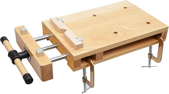 Woodworking Bench Vise Hard Wood Vise Portable Wood Workbench with 2 G-Shape Fixing Clips and 4 Limit Fixed for Processing