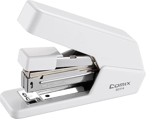 Heavy Duty Stapler, Comix Office Desktop Stapler, Small Size Stapler, 20 Sheet Capacity, Easy to Load Ergonomic, White