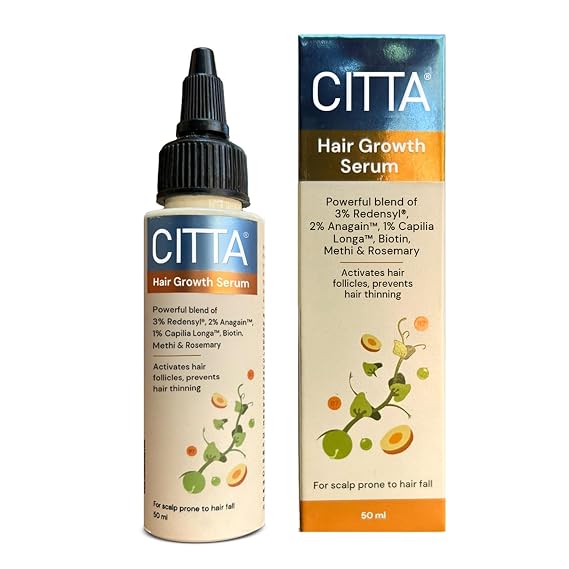 CITTA Hair Growth Serum Redensyl 3%, Anagain 2%, Capilia Longa 1% with Biotin, Rosemary & Methi Reduces Hair Fall & Thinning, Promotes Regrowth, Heals Scalp Dermatologist Tested 50ml