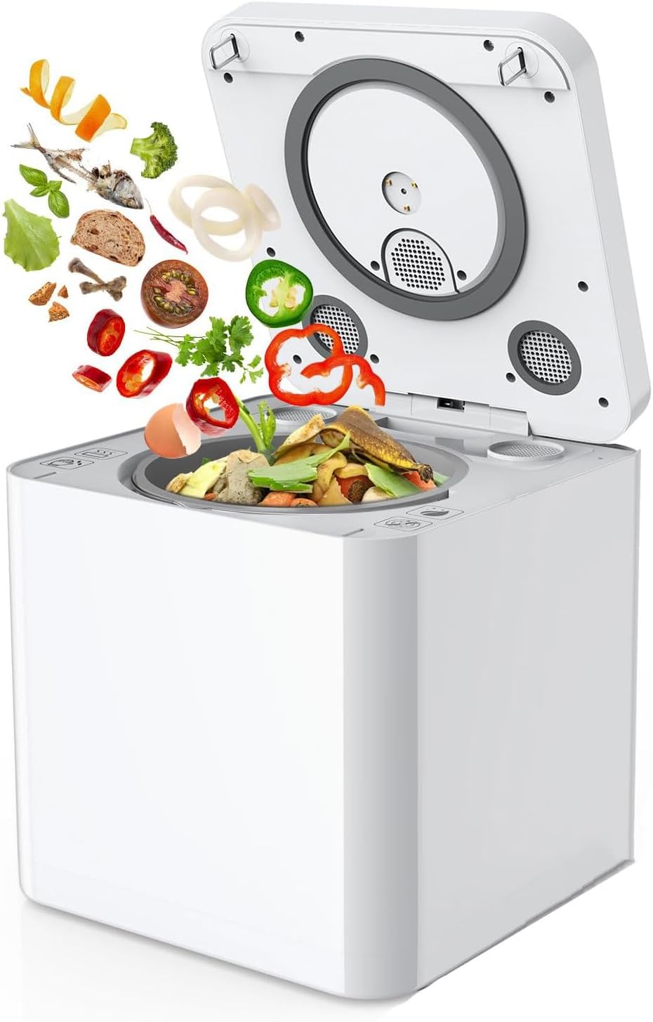 3.3L Electric Kitchen Composter, Smart Waste Compost Bin with Smart LED Screen, Fast 5-8H Turn Garbage to Compost with One-Touch, Auto Cleaning Composting Bin, Dual Vent Odorless Compost