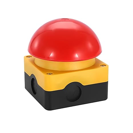 Emergency Stop Push Button Switch,Push Self-Locking,IP65 Waterproof Switch Hand Clap Racket Foot Switch NO/NC Start Contactor (1Piece Mushroom Head Type)