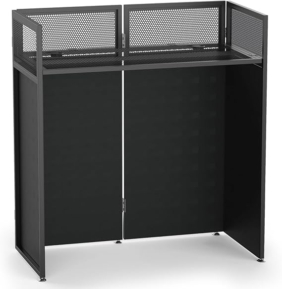YooKoo Portable DJ Booth, Metal Frame DJ Table, 40" x 20" Tabletop | Tool-Free Quick Assembly; Adjustable Support Feet; Cable Hole; Carry Bag; For Parties/ Events/Small Studios;Weighs 36.8lbs