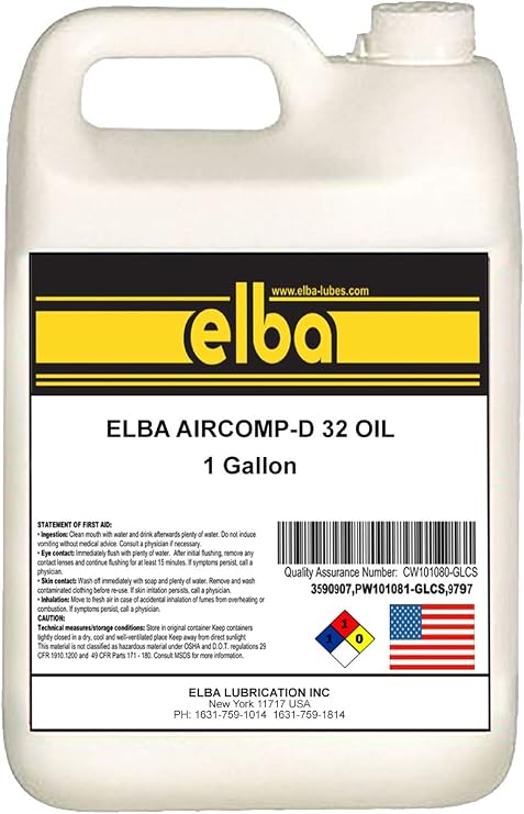 AIR Compressor Oil | ISO 32 | Synthetic Compressor Oil | All Season | Compare to: COMPRO RARUS 424. Corena S 32. TERESSTIC 32. COMPAIR CN 300 Summit TM 10. Made in USA 1 GL