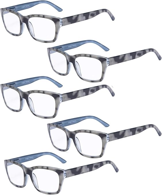 Eyekepper 5-pack Spring Hinges Large Square Frame Reading Glasses