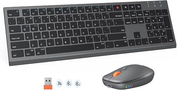MEETION Rechargeable Bluetooth Keyboard and Mouse Combo, Scissor-Switch