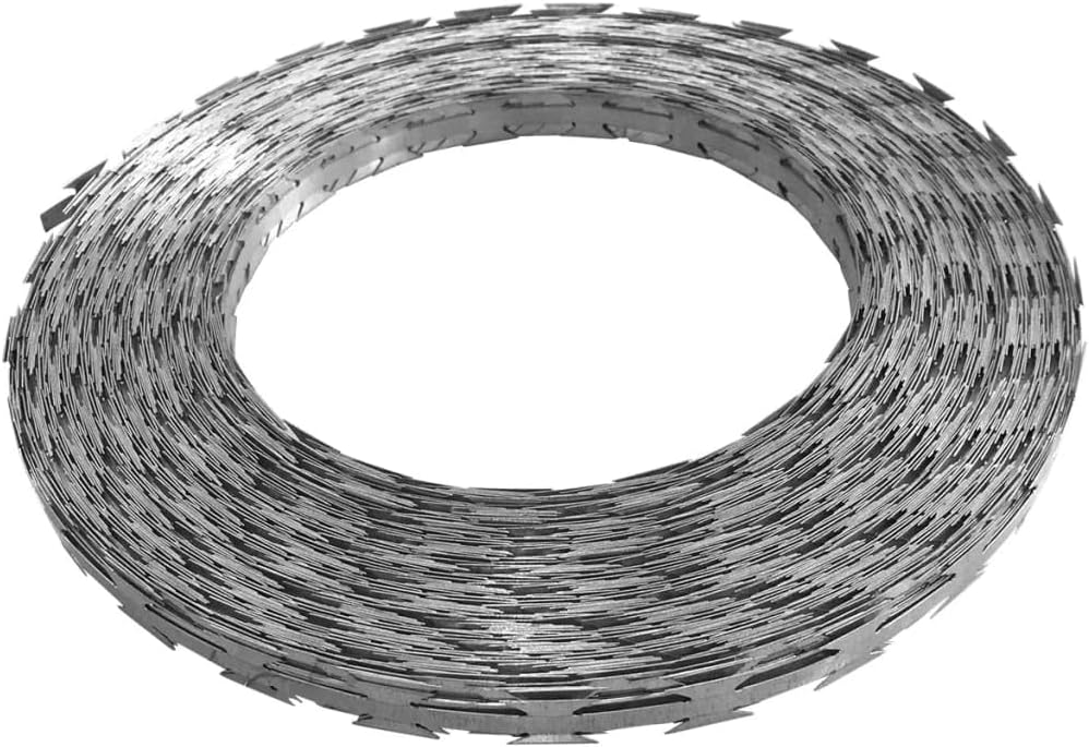 Enhance Security with Razor Wire, Durable Steel Construction, 328.1 Length for Gardens and Commercial Properties