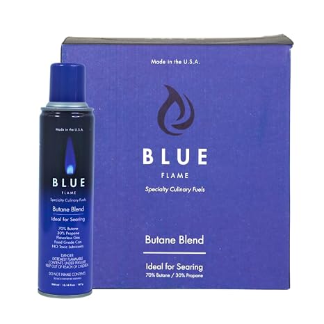 Blue Flame N-Butane Food-Grade Triple Refined 11X Filtered refillable (1 Box -12 Cans) (Cannot Ship to P.O Boxes)