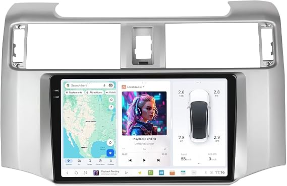 MekedeTech DUDUAUTO DUDU7 Dash Kit for Toyota 4runner 2009-2024,9.5 inch 2K Touch Screen Car Stereo 12G RAM 512G ROM