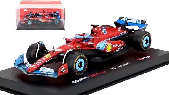 Ferrari F1 SF-24 Team Scuderia Ferrari N 16 3rd Miami GP 2024 Charles LecleRC - with Pilot and Show Case Red Black Light Blue