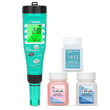 UIUZMAR pH Meter for Hydroponics EC pH Tester, pH PPM Monitor for Hydroponics System, Simultaneous Measurement of pH EC TDS Temperature for DWC, Aeroponic, Aquarium, Fish Pond
