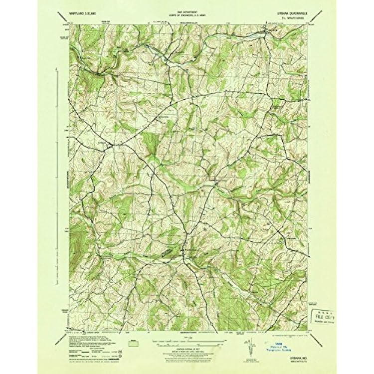 1944 Urbana, MD - Maryland - USGS Historical Topographic Map : 18in x 24in, Large Wall Art Map