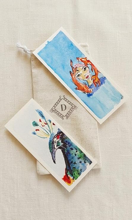 Didosol Özel Tasarım Suluboya Çizim Kitap Ayracı Seti 3 (Kadınlar-Kuşlar 10 Ayraçlık Set)