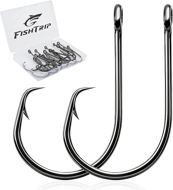 FishTrip 50/100Pcs Inline Circle Hooks for Freshwater Saltwater #4-10/0