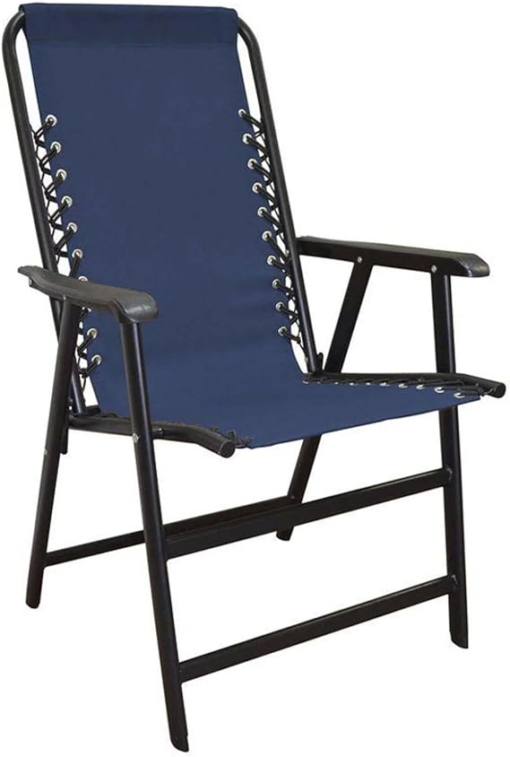Caravan Canopy Suspension Portable Folding Sports Chair with Bungee Suspension and Textaline Fabric, 300 Pound Weight Capacity, Blue