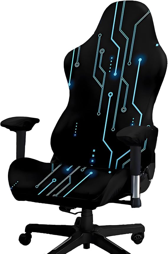 Gaming Chair Cover with 2 Armrest Covers Stretchable Elastic Gaming Motif C