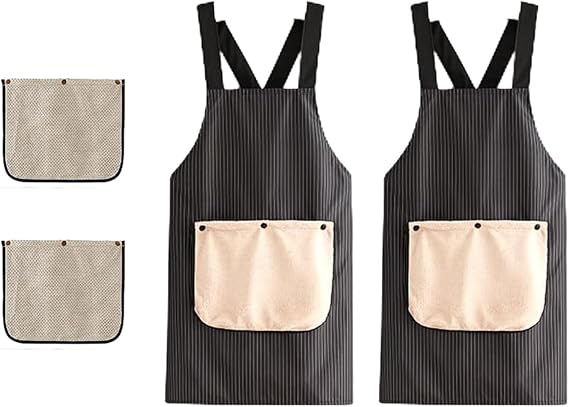 Apron with Pockets for Women and Men Cross Back Design,Apron with Towel Attached,Waterproof Lightweight Fabric