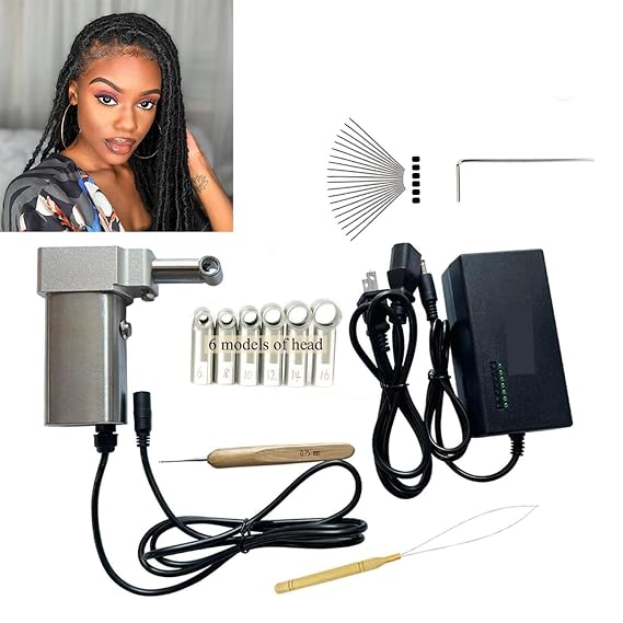 Dreadlocks Machine, Compatible for Locs Electric Handheld Portable Dreadlock Maker with 6 Sizes for Synthetic Braiding Hair, Automatic Instant Loc Dreadlock Machine (6/8/10/12/14/16 mm)