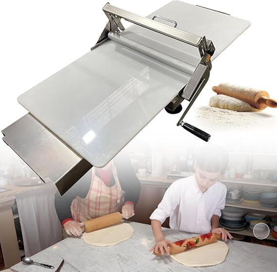 12"/15.5" Foldable Dough Sheeter, Dough Laminator, Manual Doughs Sheeter Roller, Professional Manual Doughs Sheeters,Thickness Adjustable,Table Top Croissants Fondant Pastry Sheeters Machine