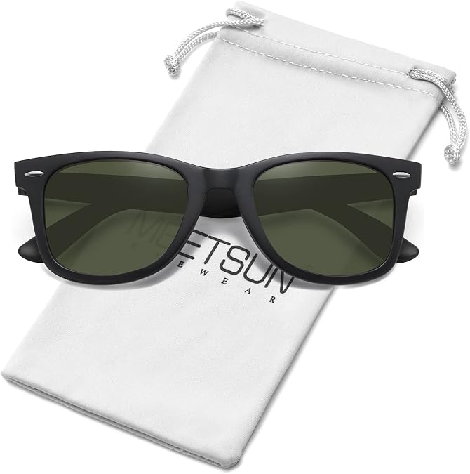 MEETSUN Polarized Sunglasses for Men Women Classic Retro Square Driving Sun Glasses UV Protection Matte Black Dark Green