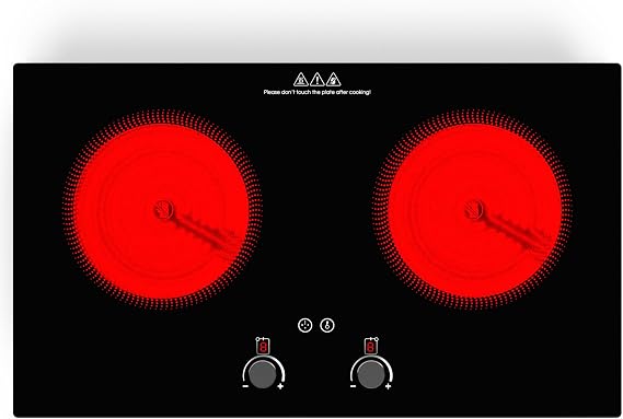 VBGK Electric Cooktop,3000W Electric Stove Top,Countertop and Built-in Hot Plate with Child Safety Lock, Timer, LED touch Knob Control,Overheat Protection,110V 2 Burner Induction Cooktop