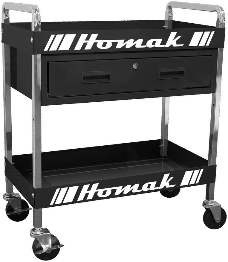 Homak 1-Drawer Utility Service Cart, Black, 30 Inches