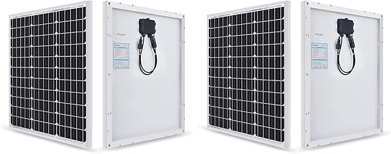 Renogy 50 Watt Solar Panel 12 Volt Monocrystalline Module PV Charger for Motorhome, Garden, Boat, Caravan and Off-Grid Applications (Pack of 2)