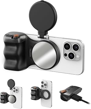TELESIN Fun Shot Magnetic Phone Camera Grip+ C03 Magnetic Selfie Light Creator Kit Compatible with iPhone Magsafe & Android, Bundle Kit for Selfies/Photography/TikTok/Zoom Calls/Video (Black)