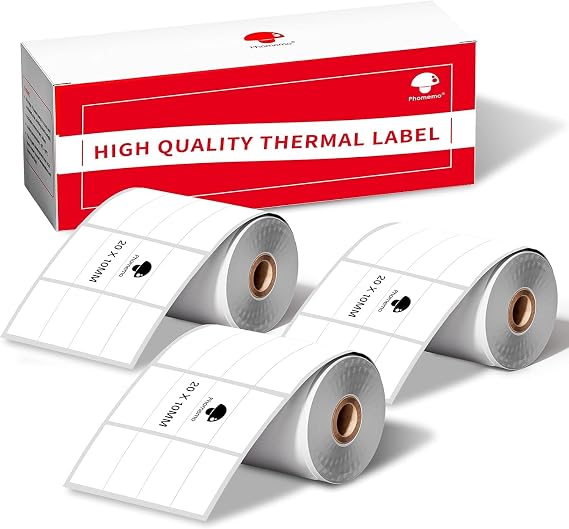 Phomemo 3 Rolls Self-Adhesive Labels for M110/M220 10 x 20 mm 3600 Pieces