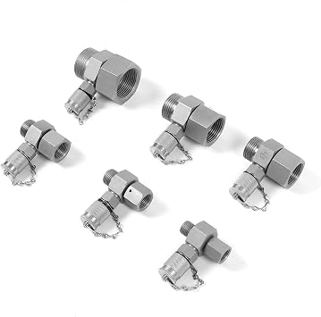 ORFS 6 Pack Hydraulic Swivel Run Tees Connector Tester Coupling Set for Excavator Construction Machinery Hydraulic System