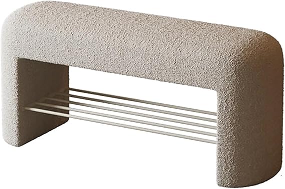 Storage Bench, 39.3" Entryway Bench, Metal Bracket, End Of Bed Storage Benches For Entrance, Living Room, Bedroom, Hallway(Off-white,39.3in(100cm))