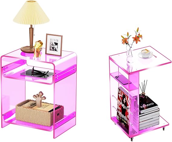 Acrylic End Table Record Player Table, Acrylic Side Table
