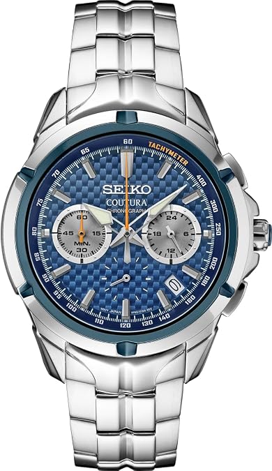 SEIKO Coutura Stainless Steel Blue Chronograph Watch SSB431