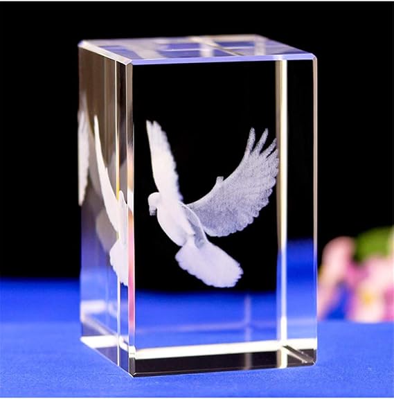 Crystal Glass Peace Dove Figurine,3d Laser Etched Crystal Pigeon Ornament Art,animal Crystal Glass Cube Engraving Statue Peace Dove Sculpture Gifts With Gift Box (30 * 30 * 40mm)