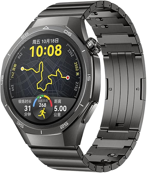 Titanium Watch Strap Compatible with Huawei Watch GT5 Pro 46 mm/GT5/GT4/GT3/GT3 Pro/GT2 46 mm/GT2 Pro/GT 2e Bracelet, No Gaps Luxurious Titanium Alloy, Metal Replacement Bands for Men