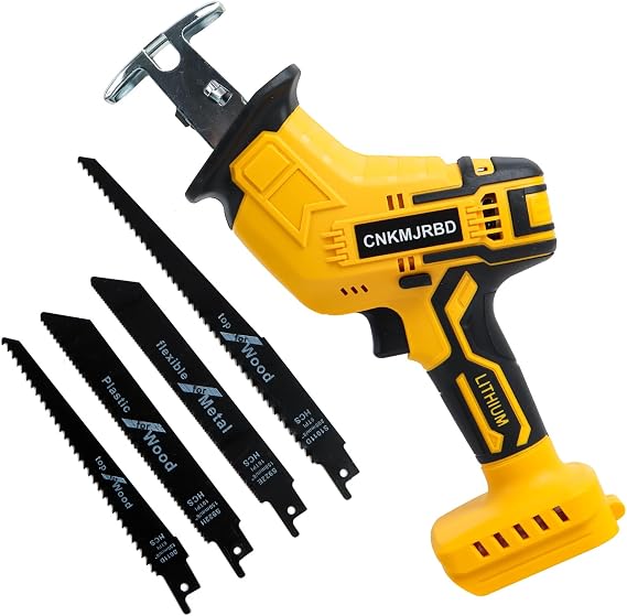 Cordless Reciprocating Saw Compatible With DeWalt 20V Max Battery | 0-3000 SPM Variable Speed, Tool-free Blade Change, 4 Blades Kit for Wood/Metal/PVC Cutting(Battery Not Included)