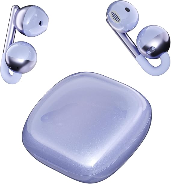 Open Ear Wireless Headphones Bluetooth 6.0 Clip-on Earbuds with ENC IPX5 Waterproof Open Earphones (Purple)
