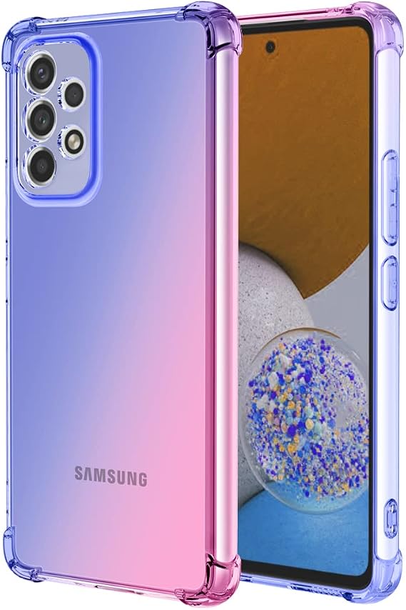 for Galaxy A73 5G, Samsung A73 5G Case, Cute Clear Gradient Slim Shockproof Soft Flexible TPU Back Phone Protective Cover for Samsung Galaxy A73 5G (Blue/Pink)