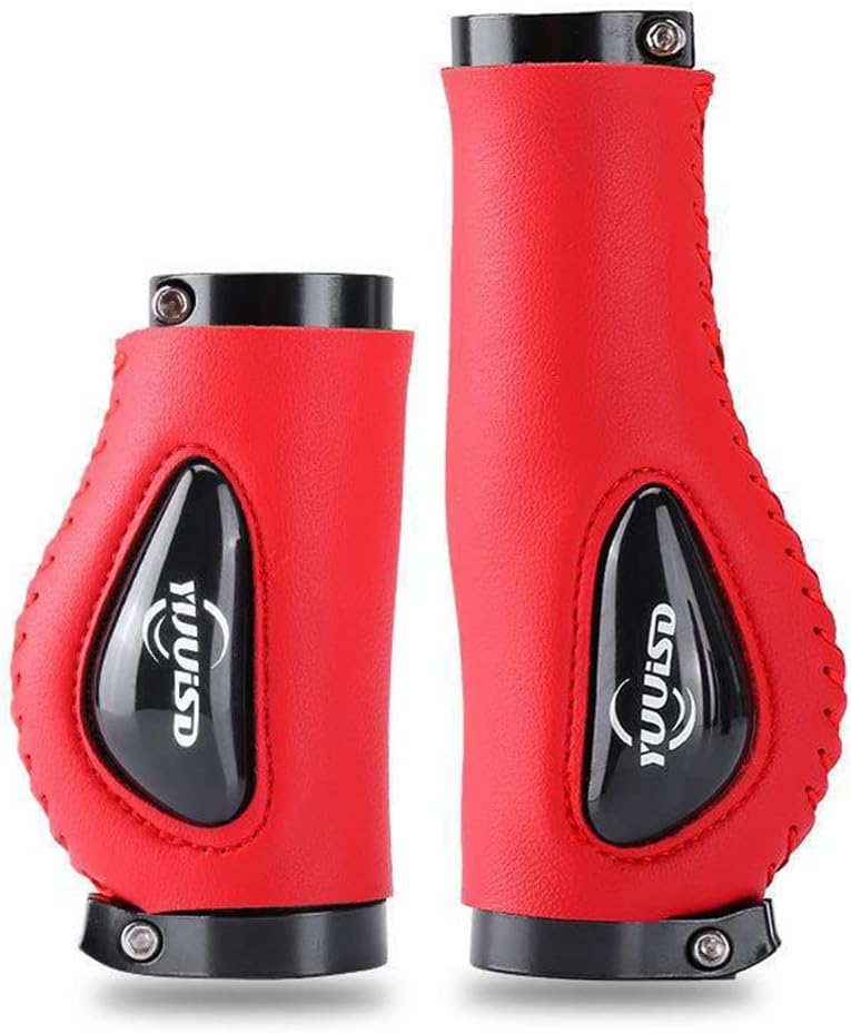 Silicone PU Leather Bicycle Handlebar Grips Sleeve Silicone Meat Ball Shock Grips Absorption Comfortable Mountain Bike Grips for Modified Mountain Bike