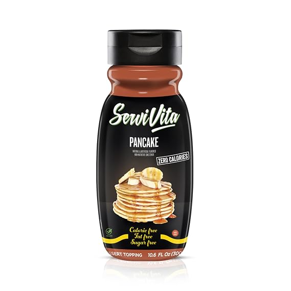 Sugar Free Pancake Syrup Zero Calories and Fat Free, 10.6 FL OZ - No Sugar Pancake Syrup Dessert Topping Gluten-Free, Non-GMO, Vegan and Keto Friendly - ServiVita