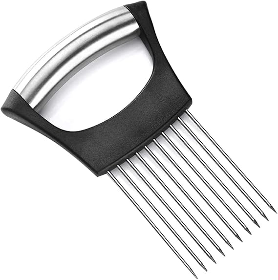 1 PC Onion Slicer Holder, All-in-one Onions Holder Stainless Steel Onions Fork Food Slicing Helper Kitchen Gadget Onion Cutter Slicer Vegetable Tools for Chopping Grating Fruit Assistant