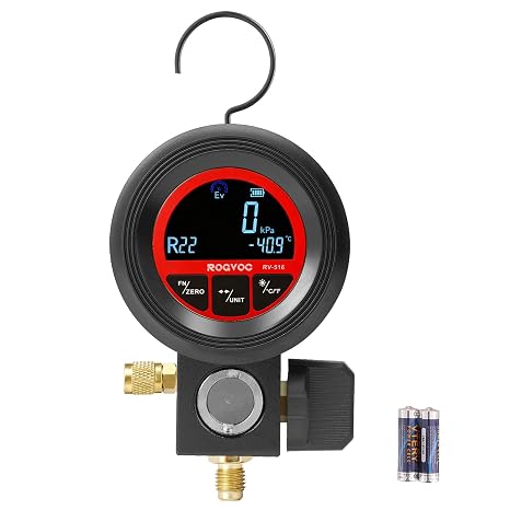 Digital Single Gauge for HVAC, Vacuum and Pressure Test Tool | Compatible with R410A R32 R134A R1234yf, LCD Display, for AC Charging and Leak Detection