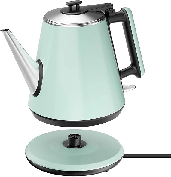 Small Gooseneck Electric Kettle 0.9L, 1360W, Pour Over, Green