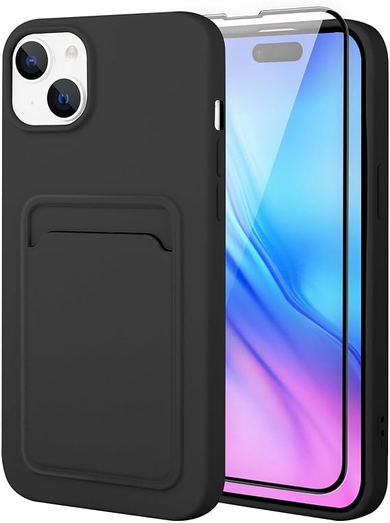 MZELQ Compatible with iPhone 15 Case Card Holder -Black
