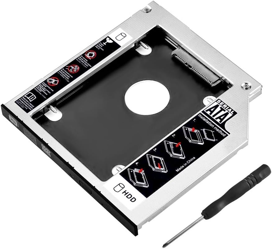 9.5mm SATA to SATA 2nd hdd Hard Drive Caddy Compatible with ASUS ACER HP Dell Benq Sony